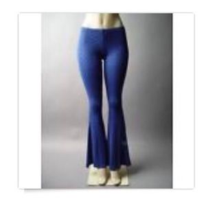 Basil ❤️ Lola FLARE Pants BELL Bottoms HIPPIE BOHO Blue Print M